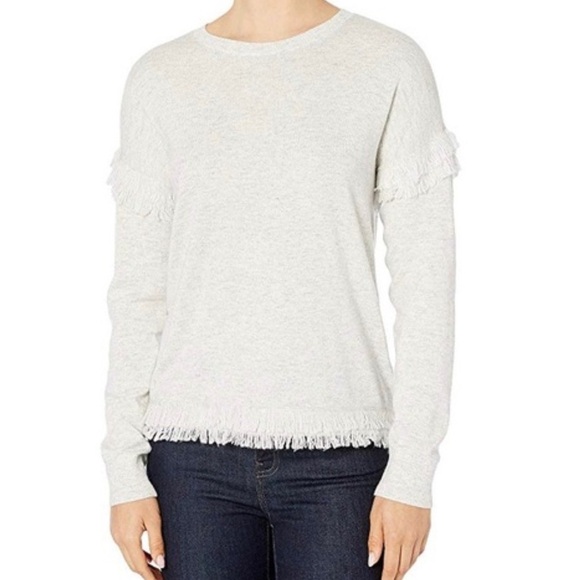 Vineyard Vines Sweaters - Vineyard Vines Cashmere Merino Wool Drop Shoulder Fringe Sweater Gray Medium